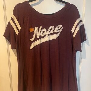 Torrid Maroon Nope Graphic Tee with White Stripes